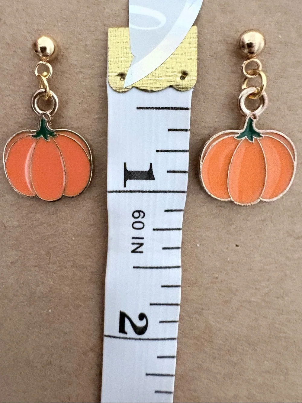 Handcrafted pumpkin charms dangle earrings